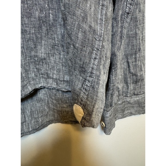 Report Collection Resort Linen Button Up Long Sleeve Shirt Casual Mens L Gray - Picture 5 of 11